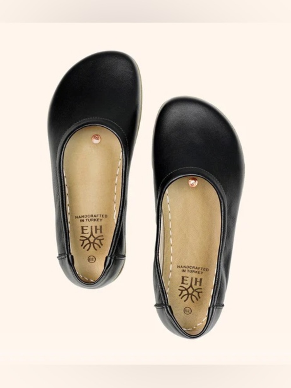Earthing Harmony Grounding Barefoot Ballet Flats Black Leather Size 39 - 8 / 8.5